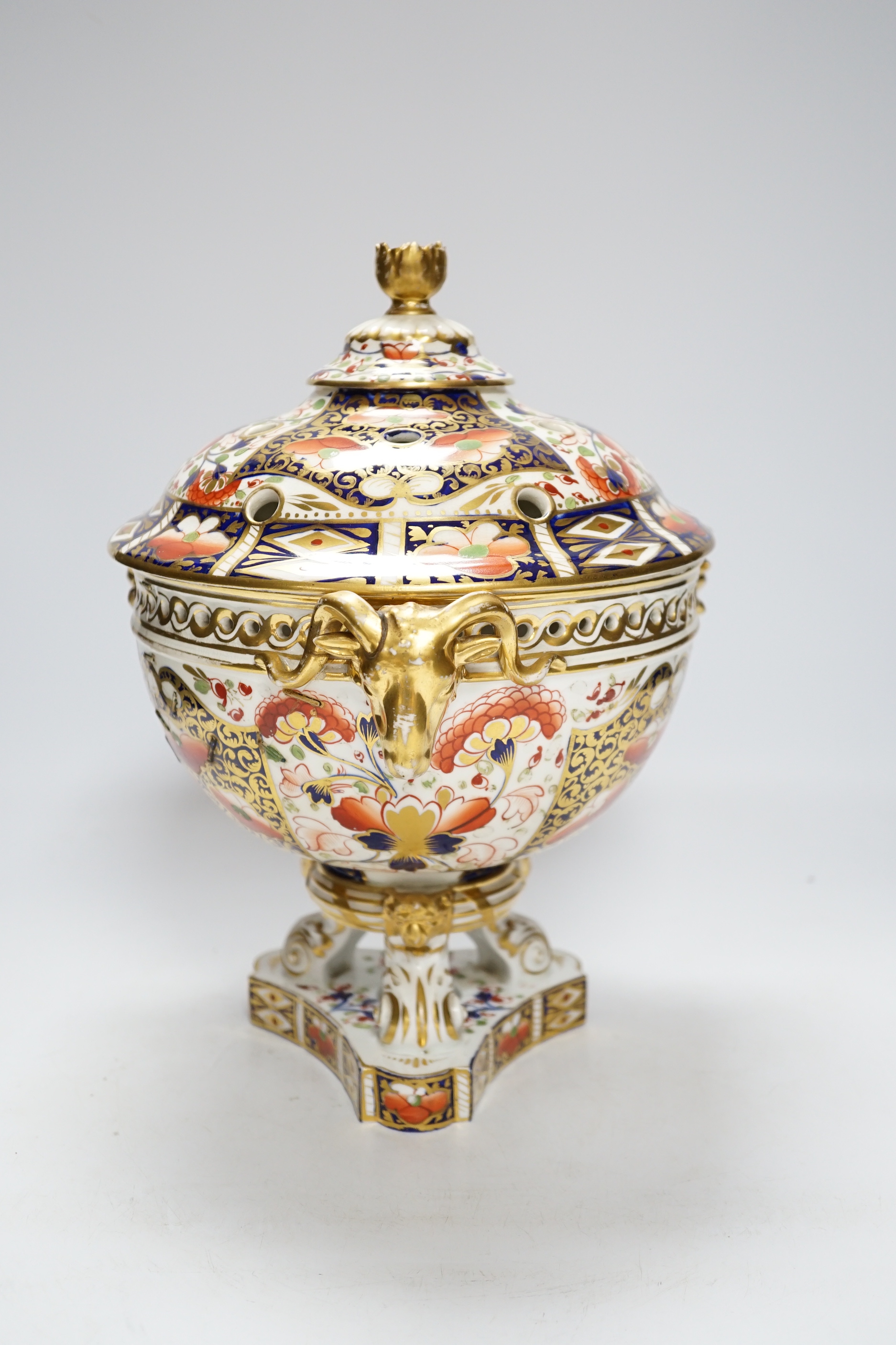 A Crown Derby Imari pattern pot pourri, 30cm